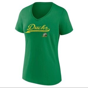 College Green V-Neck Ducks Logo Tee